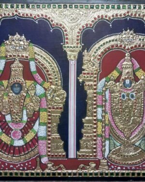 Padmavathi with Balaji Tanjore Painting 15 x 20