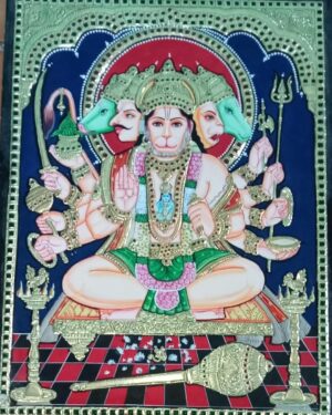 Panchamuki Hanuman Tanjore Painting 18 x 24