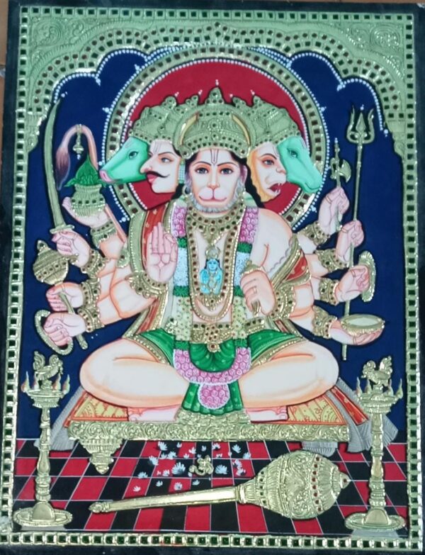 Panchamuki Hanuman Tanjore Painting 18 x 24