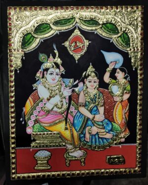 Rukhmani Krishna Tanjore Painting 12 x 15