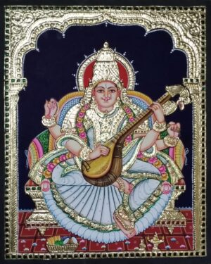 Saraswati Tanjore Painting 15 x 20 (2)