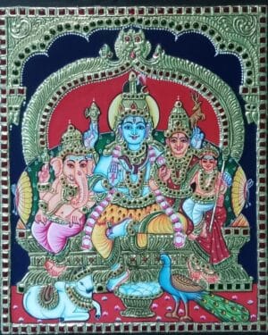 Shiva Family Tanjore Painting 15 x 20