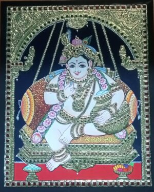 Unjal Krishna Tanjore Painting 12 x 15