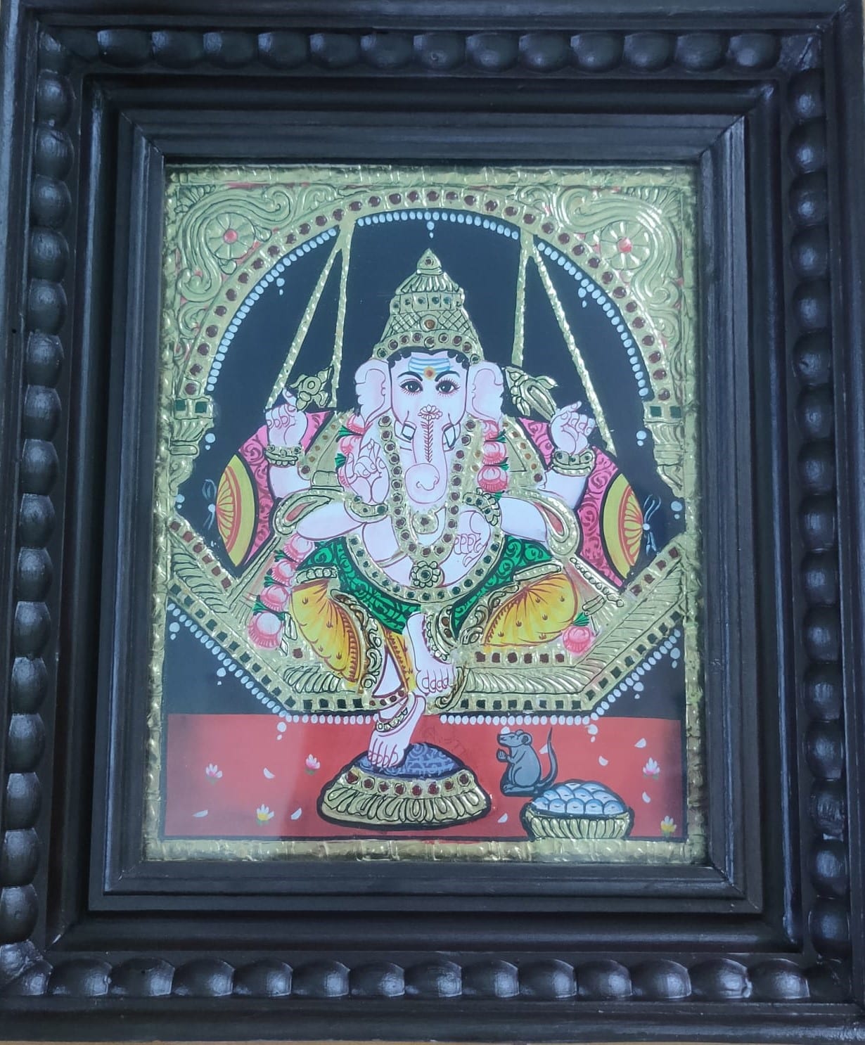 Unjal Vinayagar #2 - Tanjore Painting (12