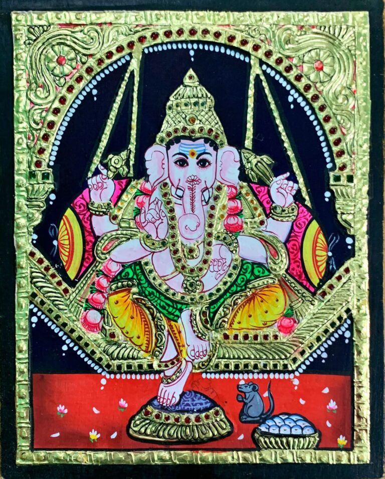 Unjal Vinayagar - Tanjore Painting (12