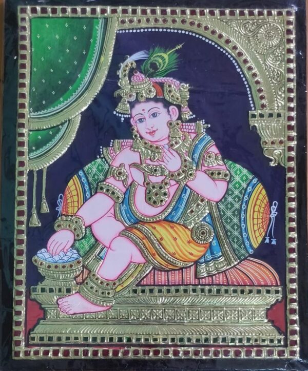 Vennai Thali Krishna Tanjore Painting 12 x 15