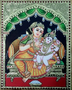 Yashoda Krishna Tanjore Painting 15 x 20