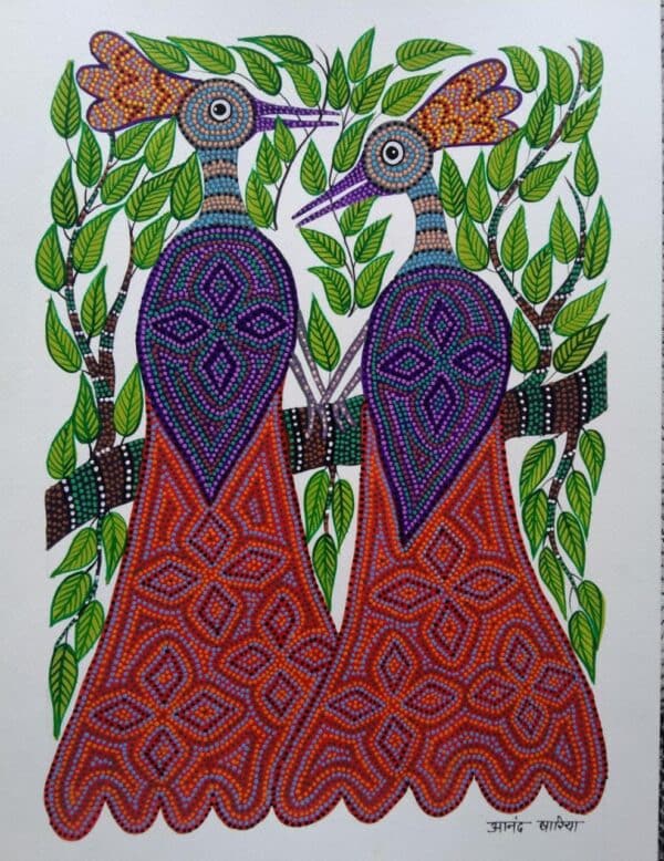 Peacocks - Bhil painting - Anand Bariya - 09