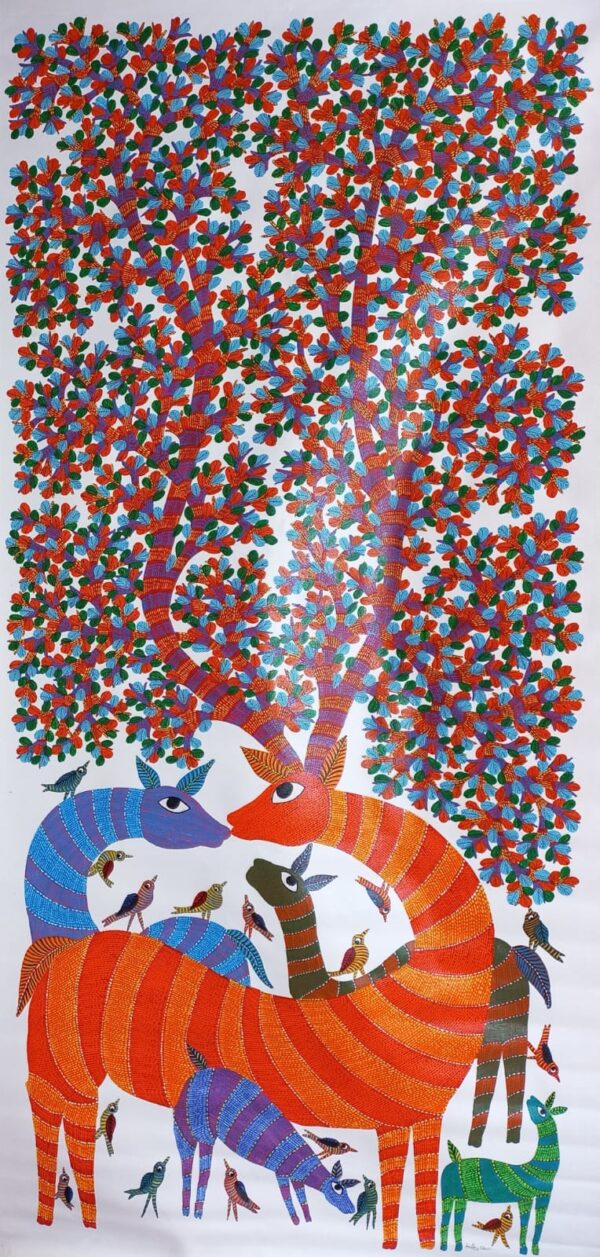 Wild Deer - Gond Painting - Aman Tekam - 06