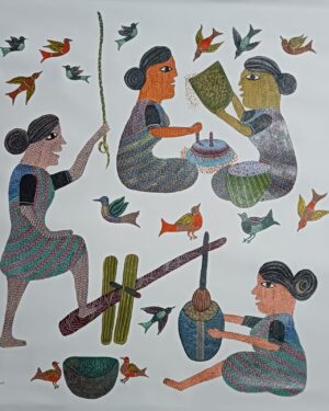 Village Scene - Gond Painting - Basanti Maravi - 03