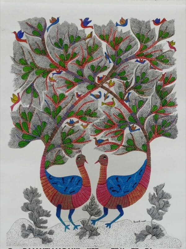 Peacocks - Gond Painting - Basanti Maravi - 07