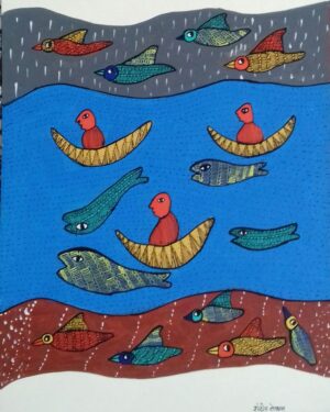 Boat Ride - Gond Painting - Sandeep Kumar - 09
