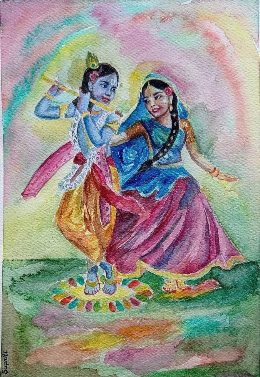 Krishna Drawing & Radha Krishna Drawing Ideas in 2023