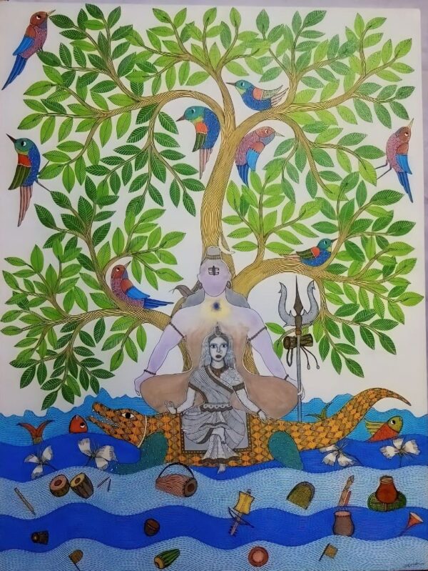 Story of River Narmada - Gond Painting - Raju - 04