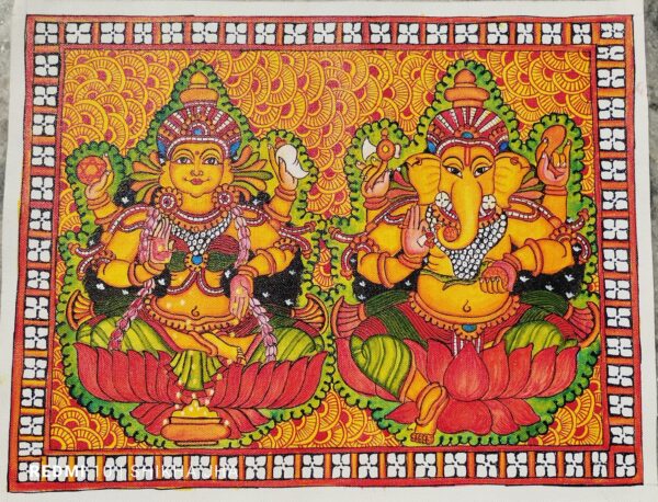Lakshmi Ganesha - Kerala Mural painting - Shikha Jha - 10