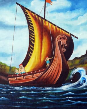 SPECTACULAR SAIL The painting beautifully portrays the majestic boat used in ancient India.