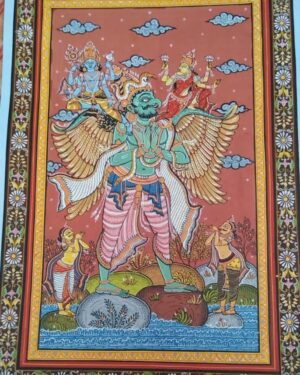Lord Vishnu, Goddess Laskshmi on Garuda - Pattachitra painting - Somnath Nayak - 02