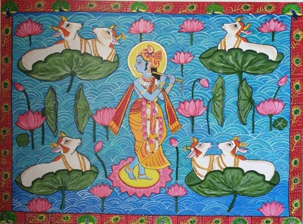 Krishna and his divine cows - Pichwai painting - Shanthi - 01