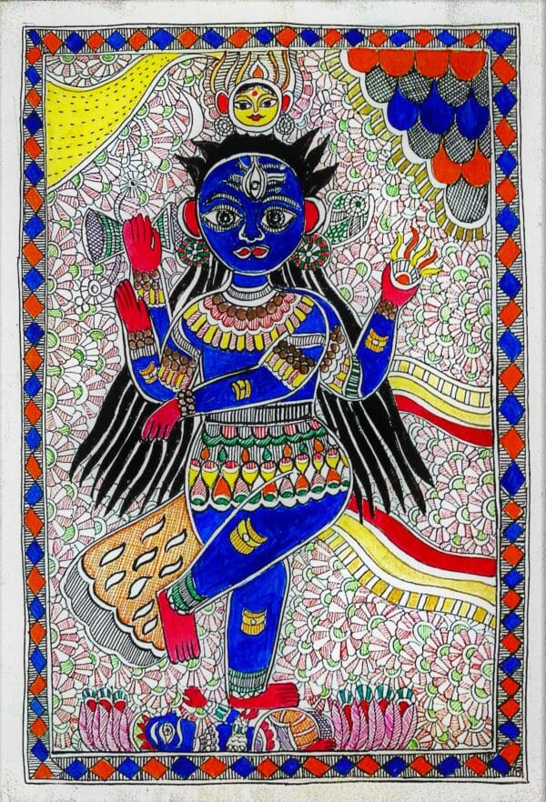 decorative image, folk art of India depicting deity