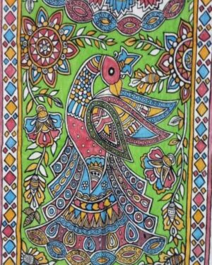 Peacock Feather Dance - Kalamkari Painting - Vivardhibi - 02
