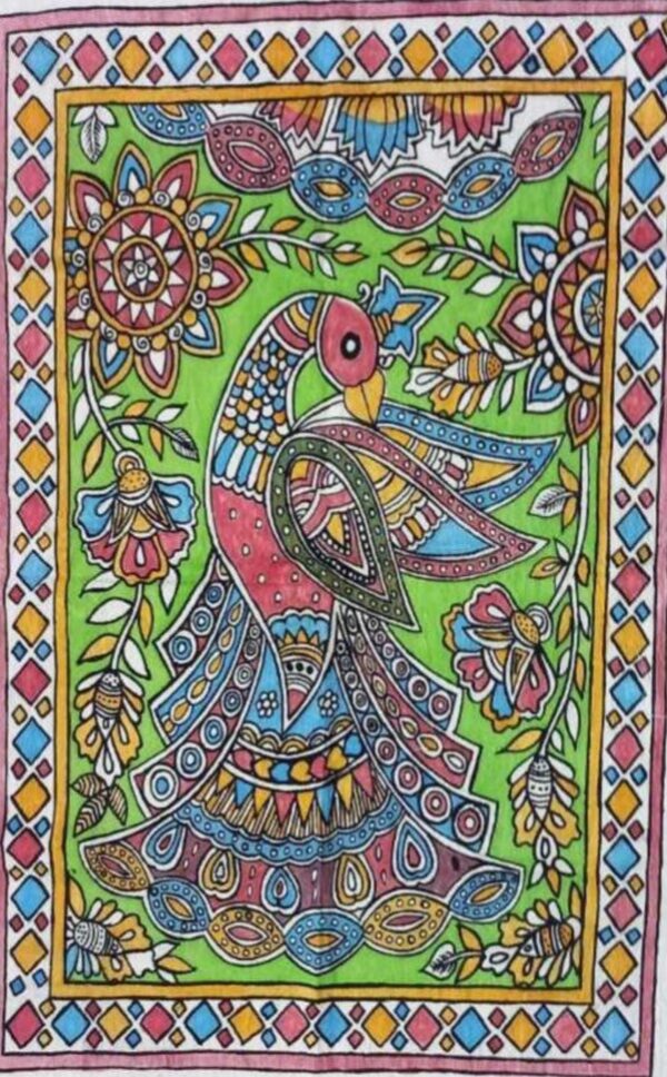 Peacock Feather Dance - Kalamkari Painting - Vivardhibi - 02