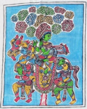Krishna and Gopikas - Kalamkari Painting - Vivardhibi - 09
