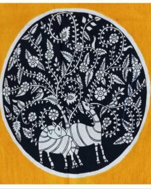 Deers under a Tree - Kalamkari Painting - Vivardhibi - 13