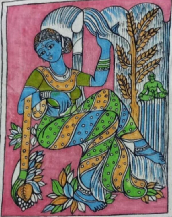 Village Girl - Kalamkari Painting - Vivardhibi - 14