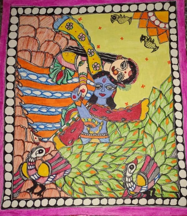 Radha Krishna - Madhubani painting - Anamika - 04