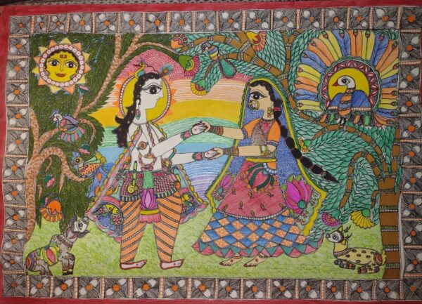 Radha Krishna - Madhubani painting - Anamika - 05