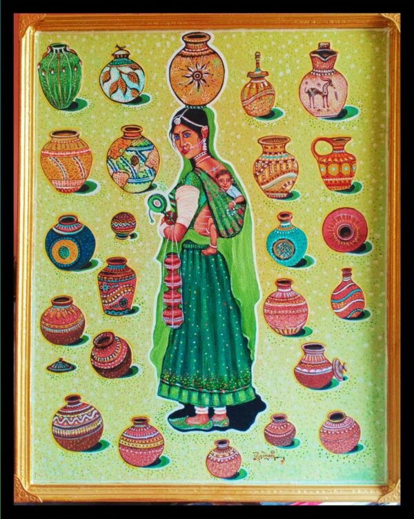 paniharin and her wate pots - Indian Art - Pooran Poori - 22