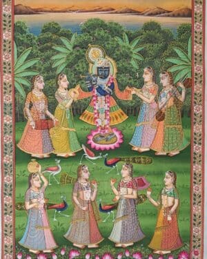 Krishna And Gopis On Yamuna Ghat - Pichwai painting - Varta Shrimail - 48