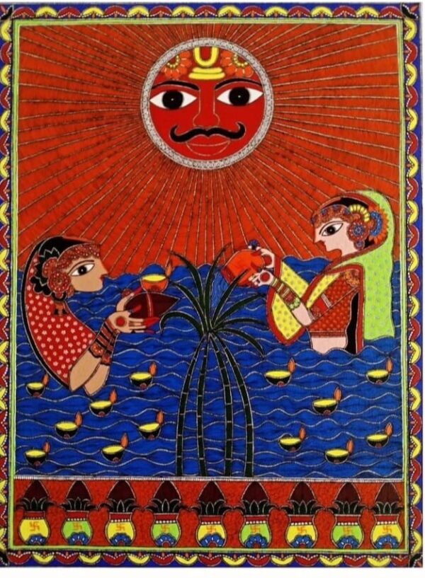 Chath Puja - Madhubani painting - Renu Singh - 01