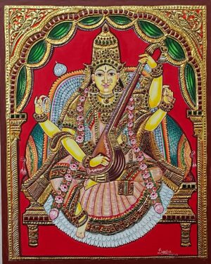 Goddess Saraswati - Tanjore painting - Deepa Kannan - 09