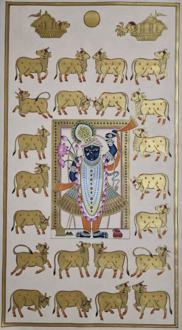 Shrinath ji with Cow - Pichwai Painting - Kiran Kumar - 02