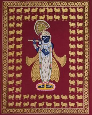 Shrinath ji with Cow - Pichwai Painting - Kiran Kumar - 04