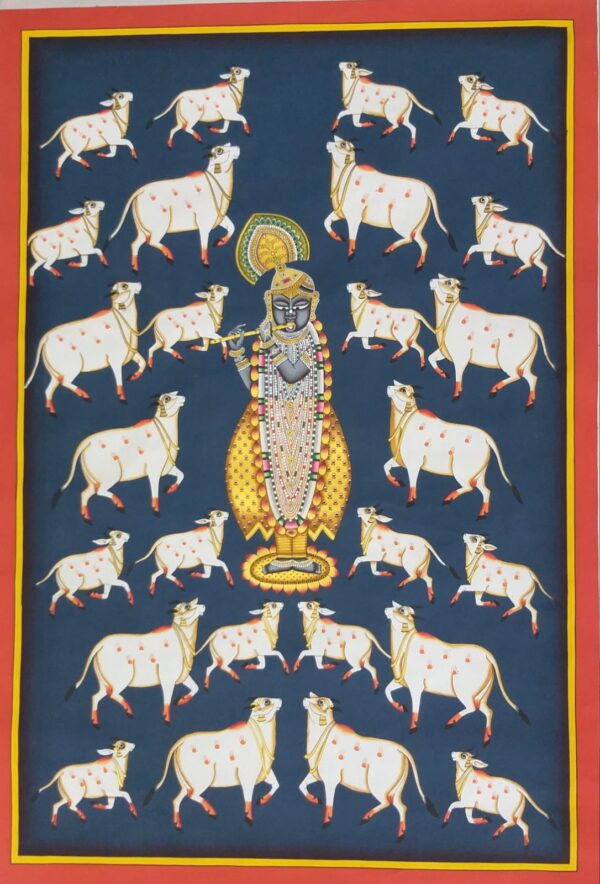 Shrinath ji with Cow - Pichwai Painting - Kiran Kumar - 14